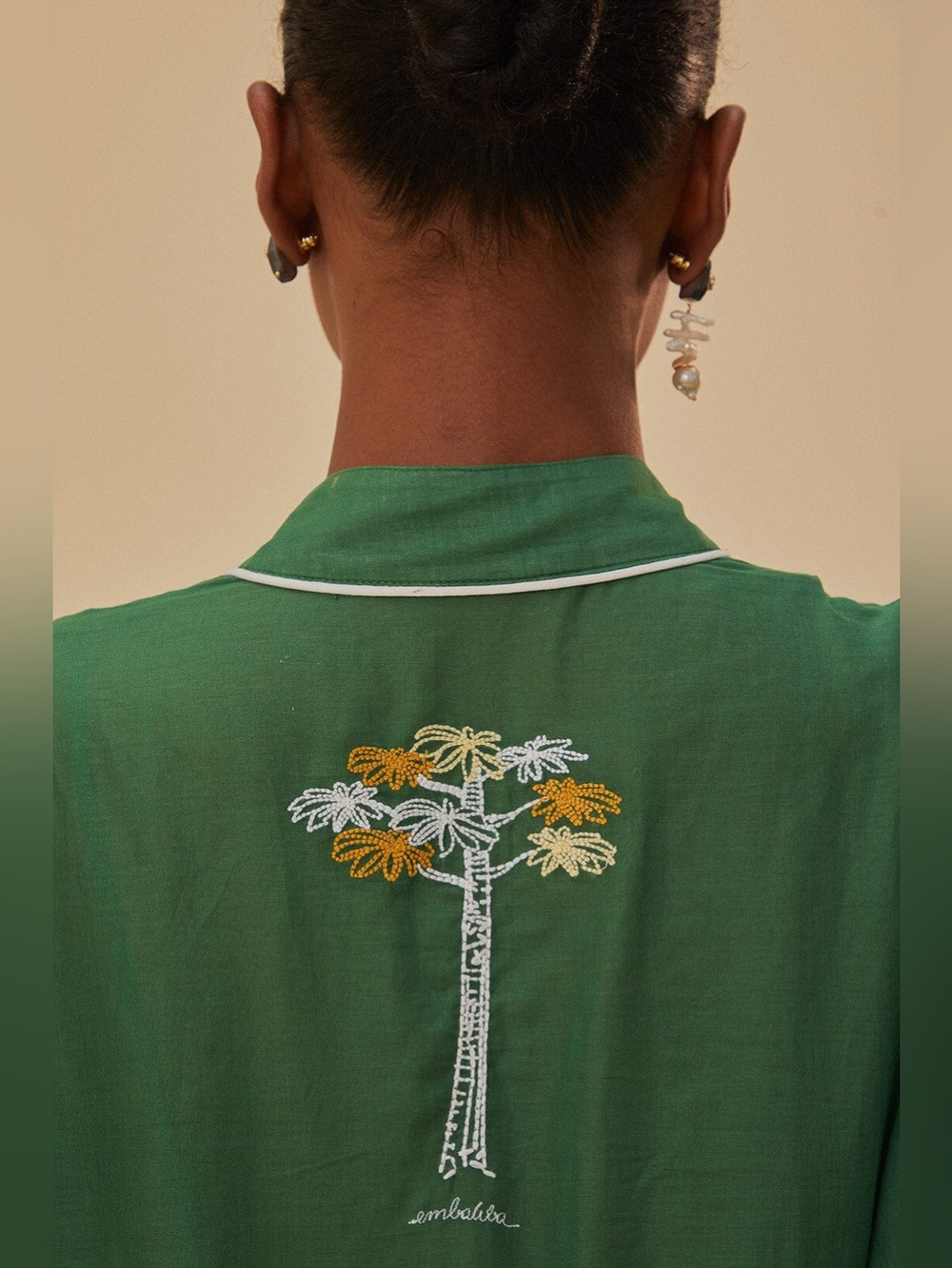 Farm Rio: Green Embroidered Trees Organic
Cotton Midi Dress - Picture 3 of 13